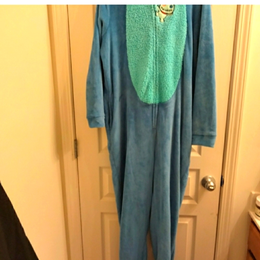 Blue Fleece Onesie with Character Design